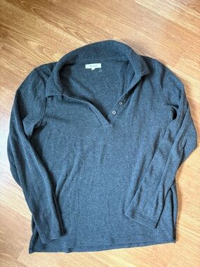Madewell Charcoal Gray Long Sleeve Polo Sweater